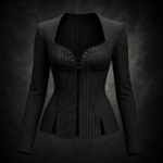 Pinstripe Lace-Up Corset Blazer - Classic Pinstripe Onyx Black