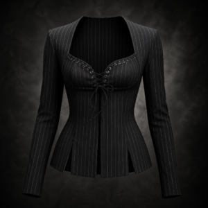 Pinstripe Lace-Up Corset Blazer - Classic Pinstripe Onyx Black