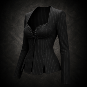 Pinstripe Lace-Up Corset Blazer - Classic Pinstripe Onyx Black