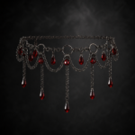 Gothic Chandelier Droplet Chain Choker - Crimson Blood Red