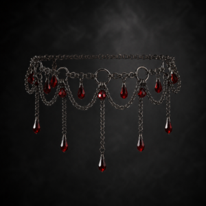 Gothic Chandelier Droplet Chain Choker - Crimson Blood Red