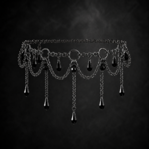Gothic Chandelier Droplet Chain Choker - Midnight Onyx