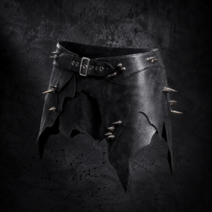 Asymmetrical Spiked Faux Leather Mini Skirt - Textured Onyx Black