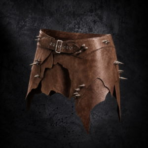 Asymmetrical Spiked Faux Leather Mini Skirt - Weathered Chestnut Brown