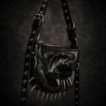Vulva Spiked Leather Shoulder Bag - Black