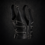 Black Punk-Inspired Leather Crop Top - Classic Matte Black