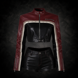 Cyber Biker Cropped Jacket & Shorts Set - Matte Onyx Black