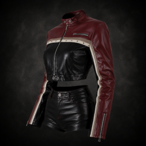 Cyber Biker Cropped Jacket & Shorts Set - Matte Onyx Black