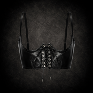 Cyber Goth Leather Harness Bralette Top - Black