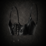 Cyber Goth Leather Harness Bralette Top - Black