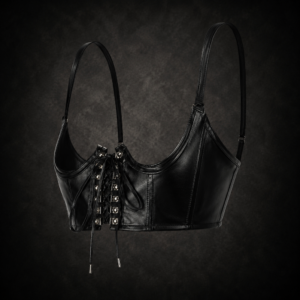 Cyber Goth Leather Harness Bralette Top - Black