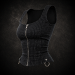Pinstripe Zippered Corset Vest - Black with White Pinstripes