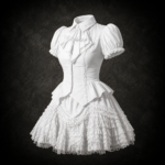Victorian Ruffle Jabot Mini Dress - Pure Alabaster White