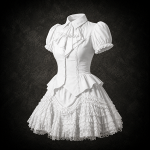Victorian Ruffle Jabot Mini Dress - Pure Alabaster White