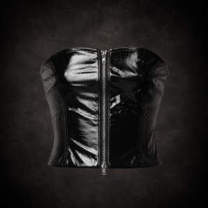 High-Shine Vinyl Strapless Top - Patent Obsidian Black