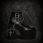 Double Strap Heavy Platform Mary Janes - Black