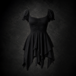 Puff Sleeve Pixie Dress - Deep Midnight Black