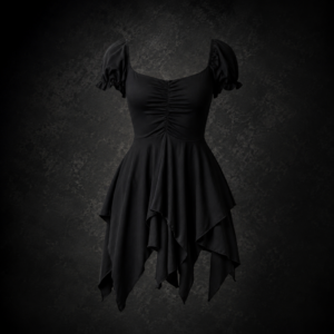 Puff Sleeve Pixie Dress - Deep Midnight Black