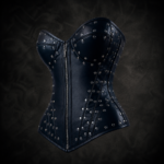 Heavy Studded Zippered Faux Leather Corset - Midnight Blue