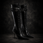 Knee-High Lace-Up Pointed Platform Boots - Black