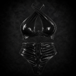 Cyber Cross-Neck Two-Piece Set - Glossy Black