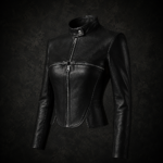 Cross Zipper Structured Leather Moto Jacket - Black