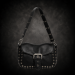 Studded Buckle Flap Shoulder Bag - Obsidian Black