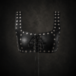 Heavy Studded Lace-Up Corset Crop Top - Black