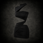 Asymmetric Twisted Cut-Out Ruched Mini Dress - Matte Black