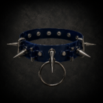 Industrial Spiked O-Ring Choker - Deep Navy Blue
