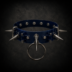 Industrial Spiked O-Ring Choker - Deep Navy Blue