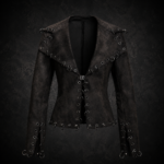 Pierced O-Ring Distressed Suede Jacket - Dark Charcoal Brown