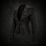 Pierced O-Ring Distressed Suede Jacket - Dark Charcoal Brown