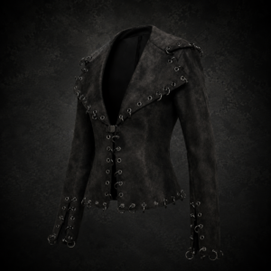 Pierced O-Ring Distressed Suede Jacket - Dark Charcoal Brown