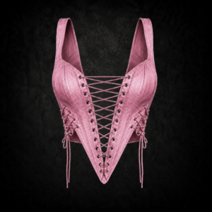 Multi-Lace Pointed Hem Corset Top - Dusty Rose Pink