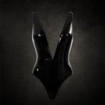 High-Gloss Liquid Vinyl Plunging Bodysuit - Glossy Black