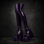 High-Gloss Platform Boots - Purple