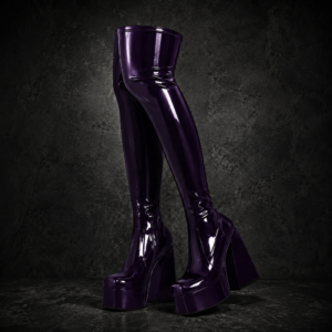 High-Gloss Platform Boots - Purple