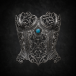 Gothic Filigree Cage Breastplate - Antique Pewter Silver