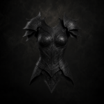 High-Fantasy Engraved Pauldron Cuirass - Matte Obsidian Black