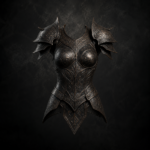 High-Fantasy Engraved Pauldron Cuirass - Weathered Bronze Patina