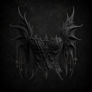 Dark Fantasy Winged Sculpture Corset - Matte Obsidian Black