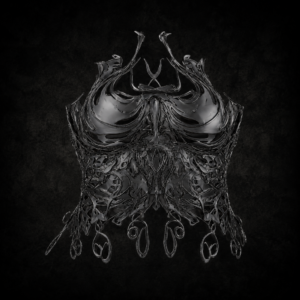 Biomechanical Molten Filigree Corset - Glossy Obsidian Jet