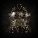 Biomechanical Molten Filigree Corset - Liquid Chrome with Gilded Gold Accents