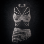 Luminescent Beaded Butterfly Harness Skirt Set - Diamond Crystal Clear
