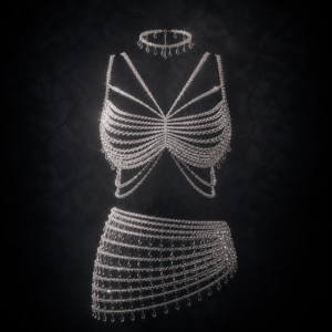 Luminescent Beaded Butterfly Harness Skirt Set - Diamond Crystal Clear