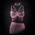 Luminescent Beaded Butterfly Harness Skirt Set - Pastel Rose Quartz Pink