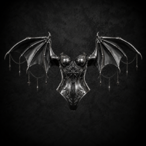 Batwing Filigree Statement Bodysuit - Burnished Gunmetal Chrome