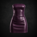Strapless Textured Cocktail Dress - Deep Plum Purple