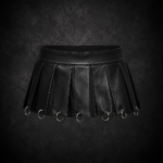 Pleated O-Ring Leatherette Mini Skirt - Matte Onyx Black